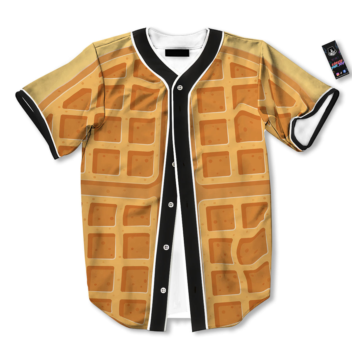 Round Waffle Print Baseball Jersey-grizzshop