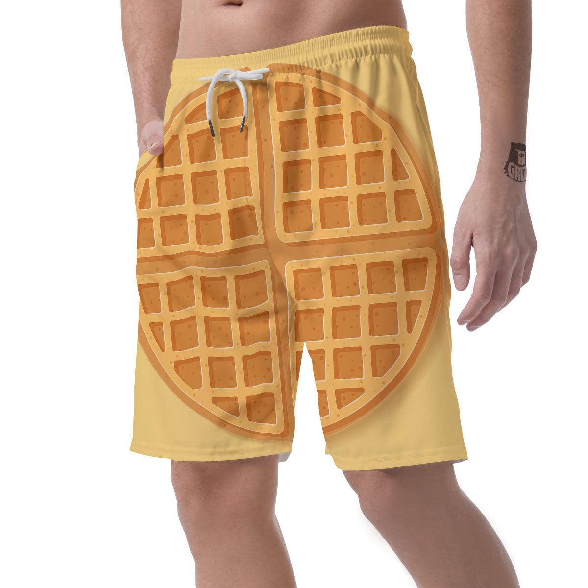 Round Waffle Print Men's Shorts-grizzshop