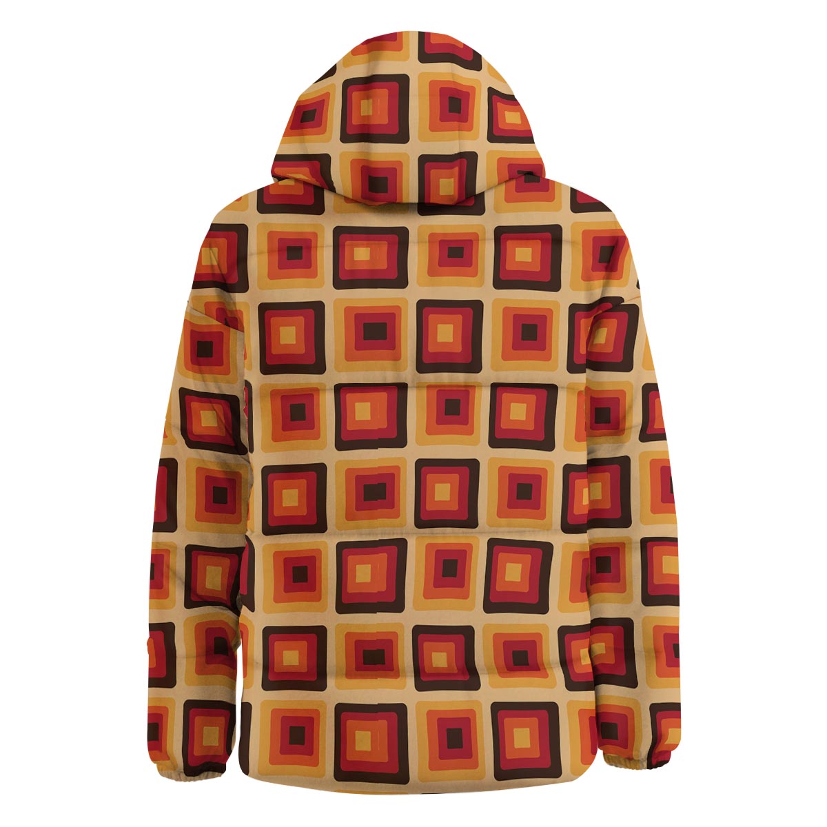 Rounded Square Retro Geometric Print Pattern Down Jacket-grizzshop