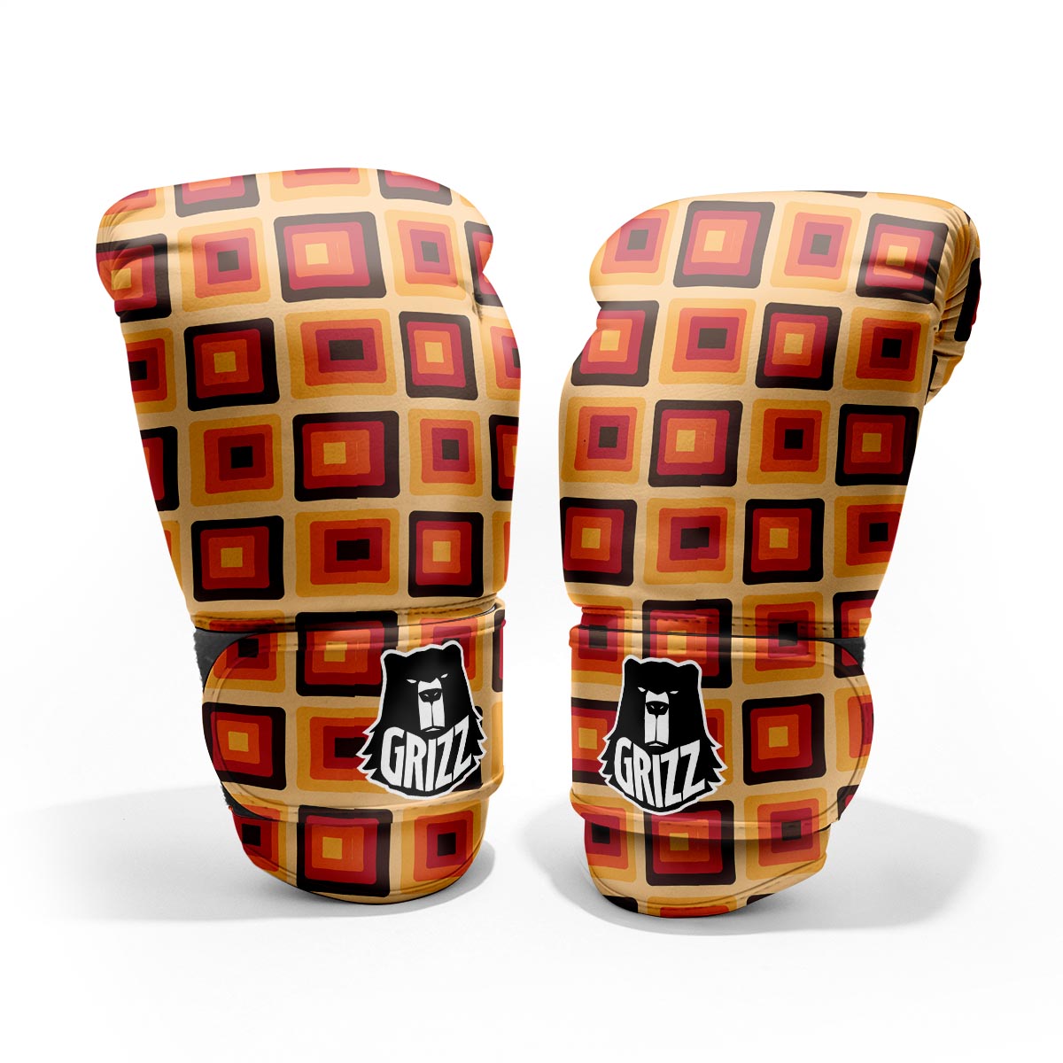 Rounded Square Retro Geometric Print Pattern Sparring Gloves-grizzshop