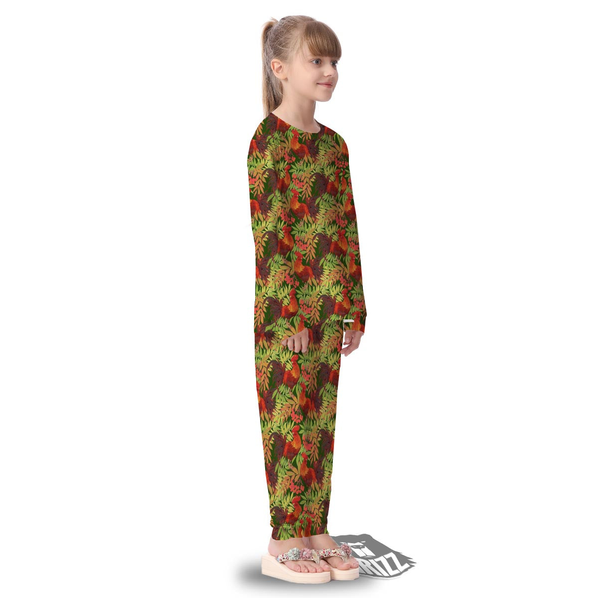 Rowan And Rooster Print Pattern Kid's Pajamas-grizzshop