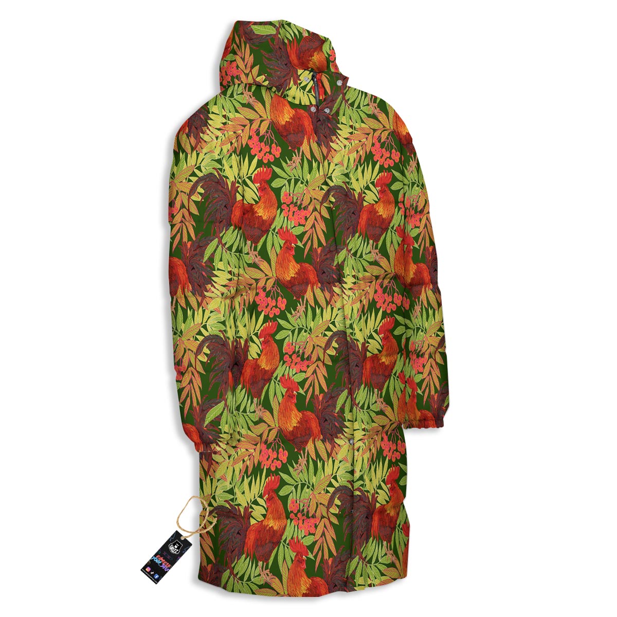 Rowan And Rooster Print Pattern Long Down Jacket-grizzshop