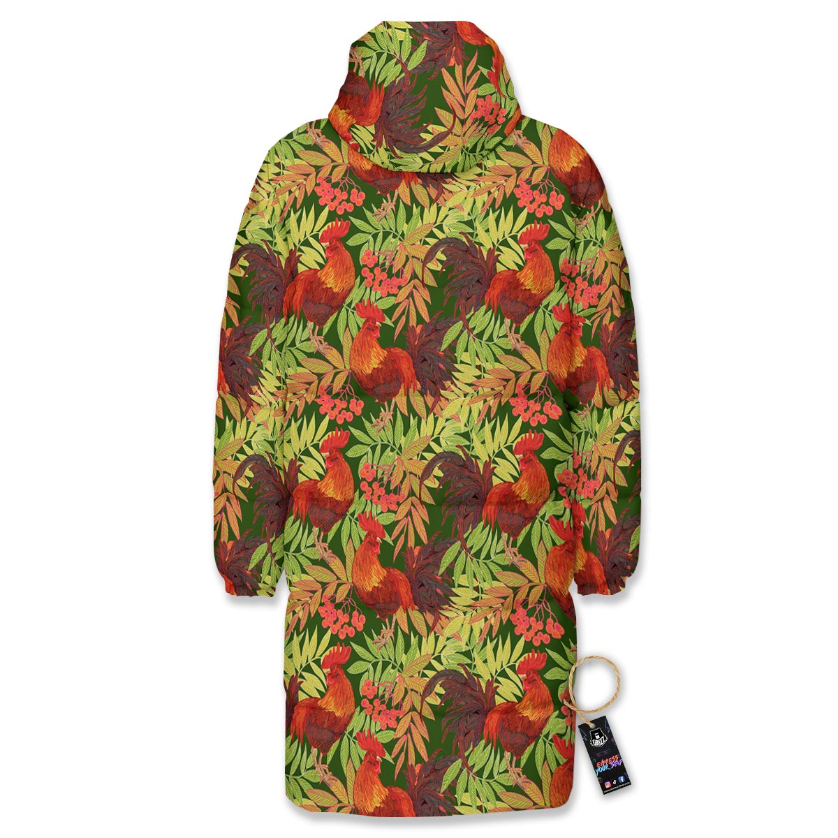 Rowan And Rooster Print Pattern Long Down Jacket-grizzshop