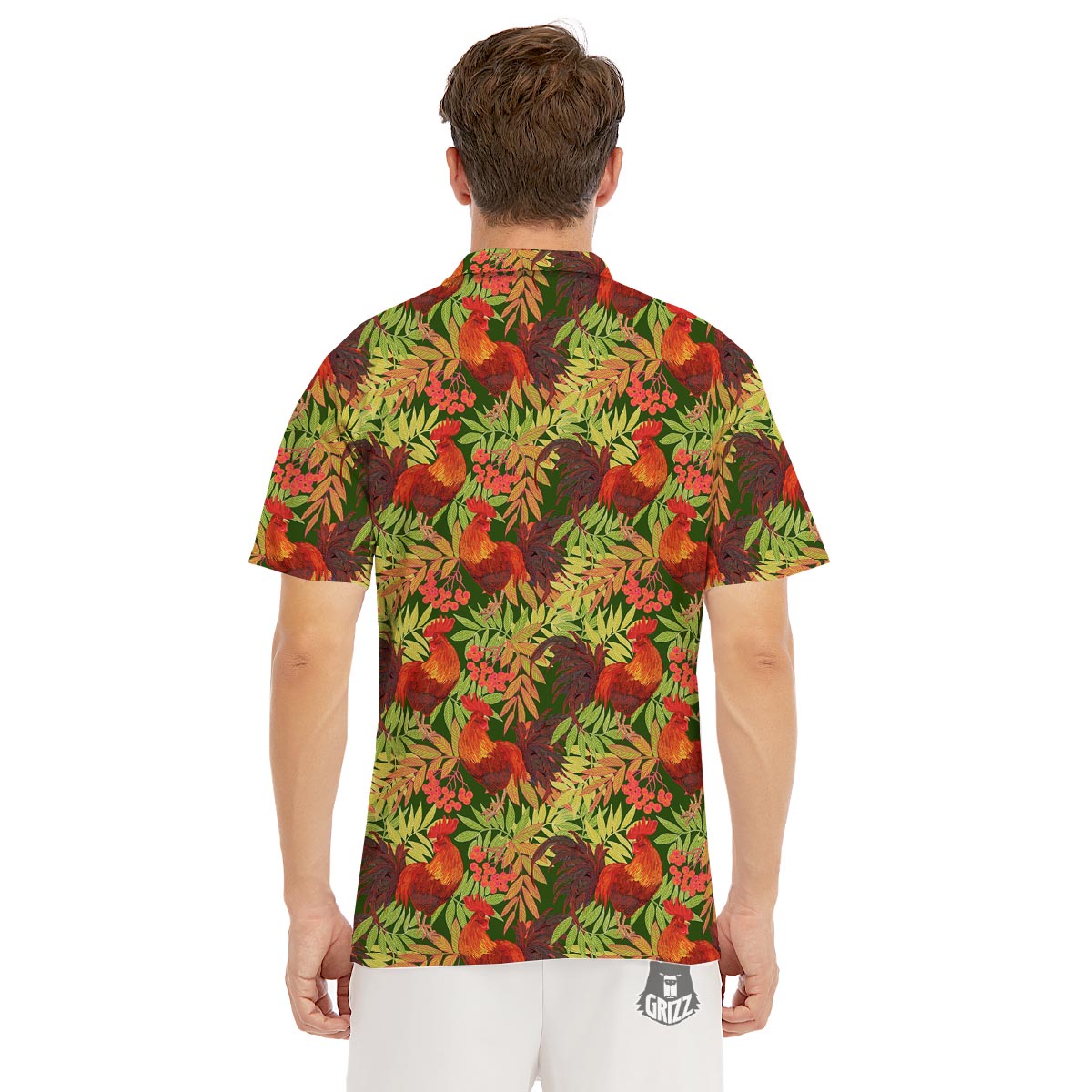 Rowan And Rooster Print Pattern Men's Golf Shirts-grizzshop