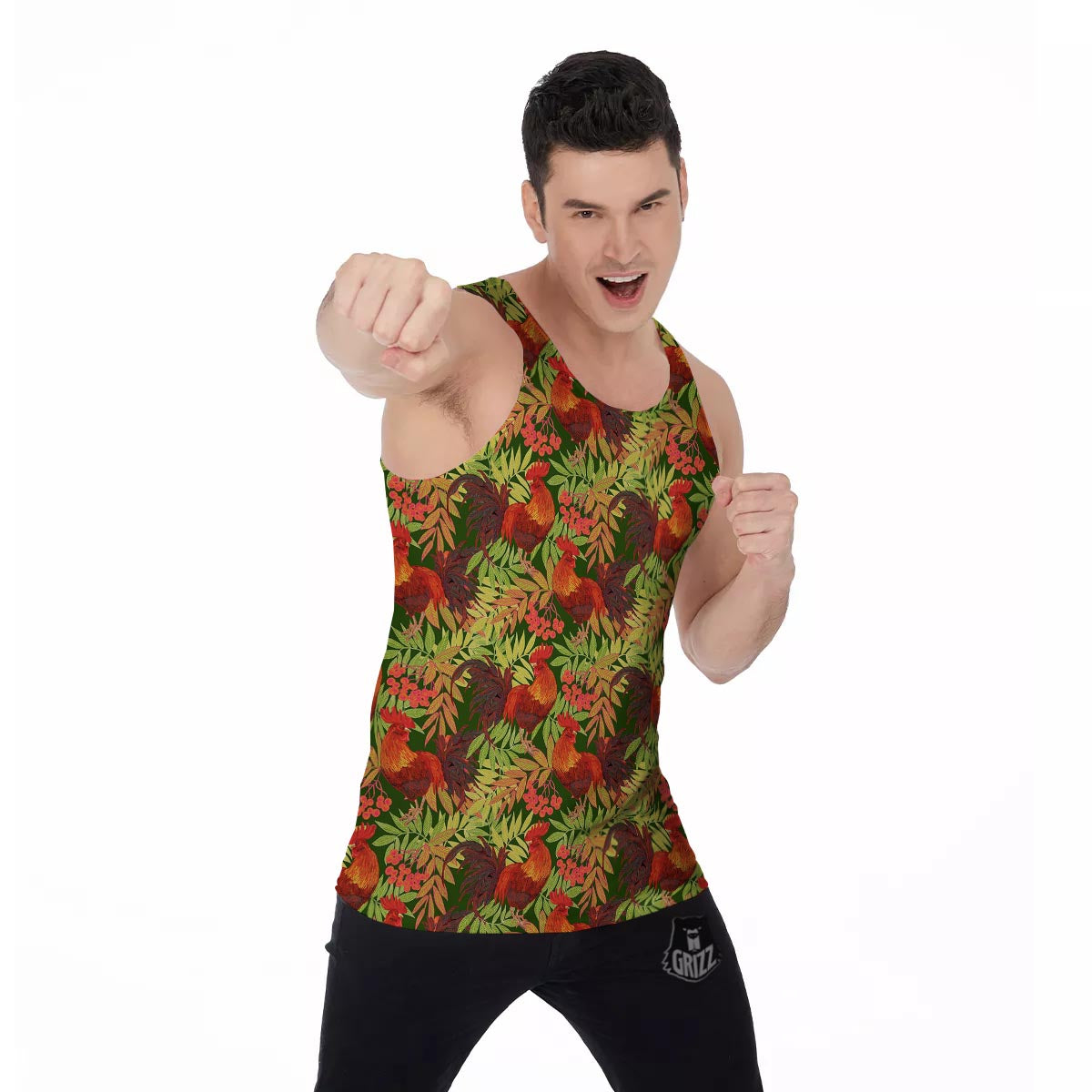 Rowan And Rooster Print Pattern Men's Tank Top-grizzshop