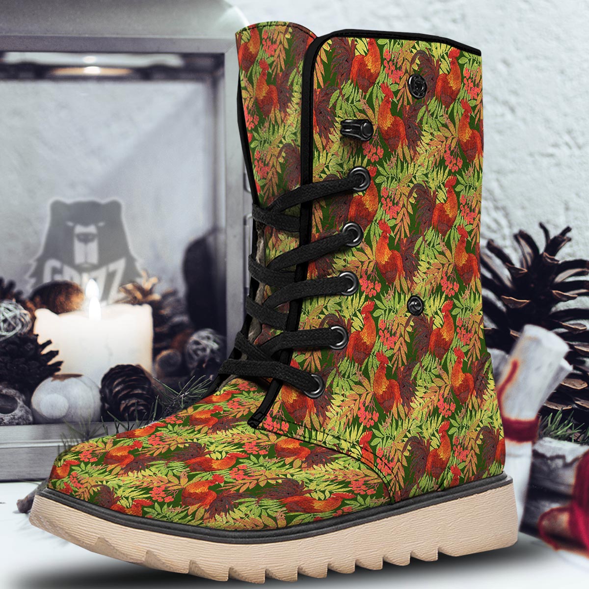 Rowan And Rooster Print Pattern Snow Boots-grizzshop