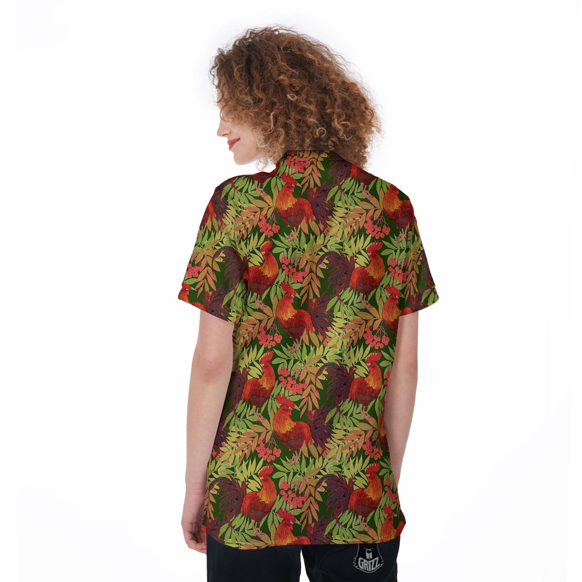 Rowan And Rooster Print Pattern Women's Golf Shirts-grizzshop