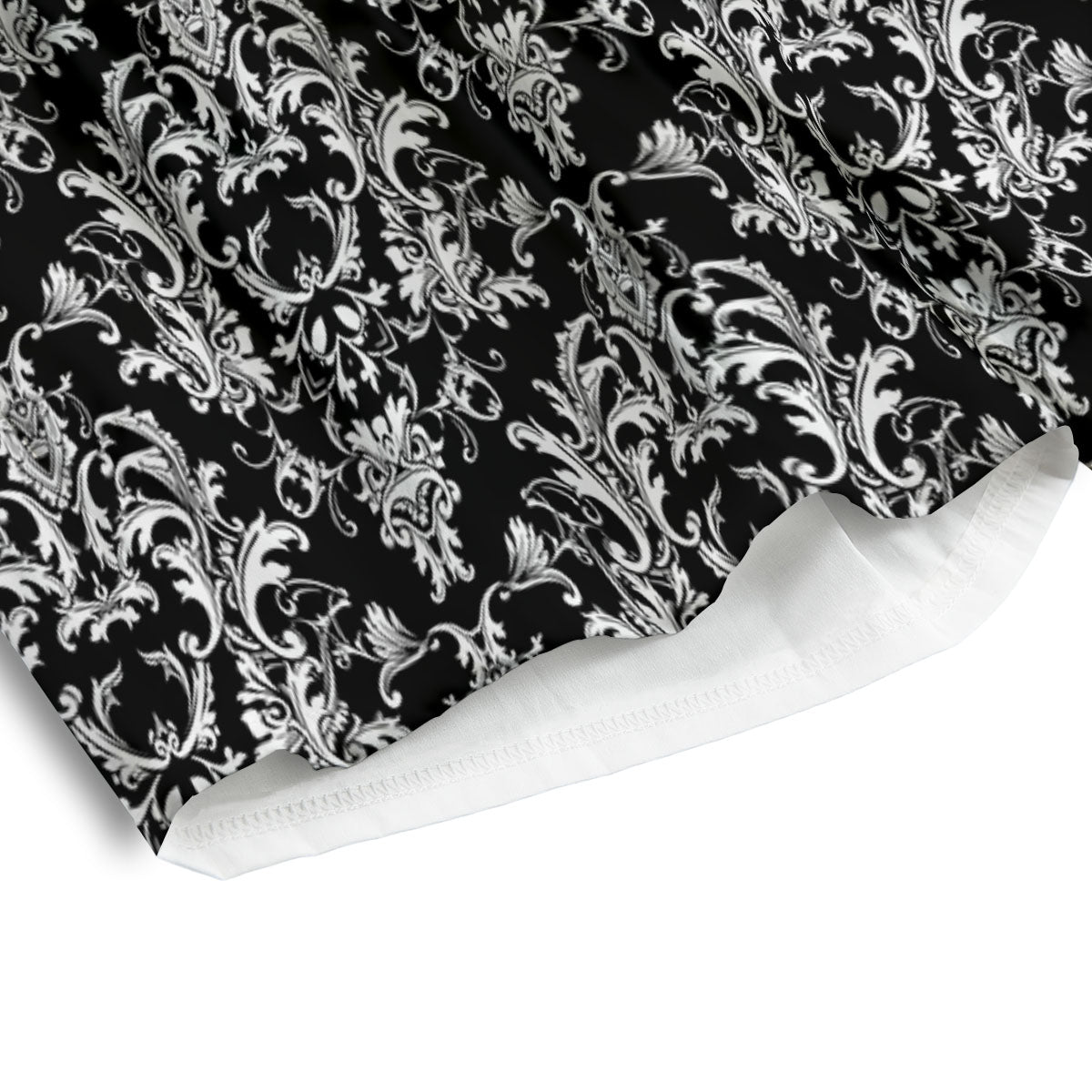 Royal Damask White And Black Print Pattern Men's Athletic Shorts