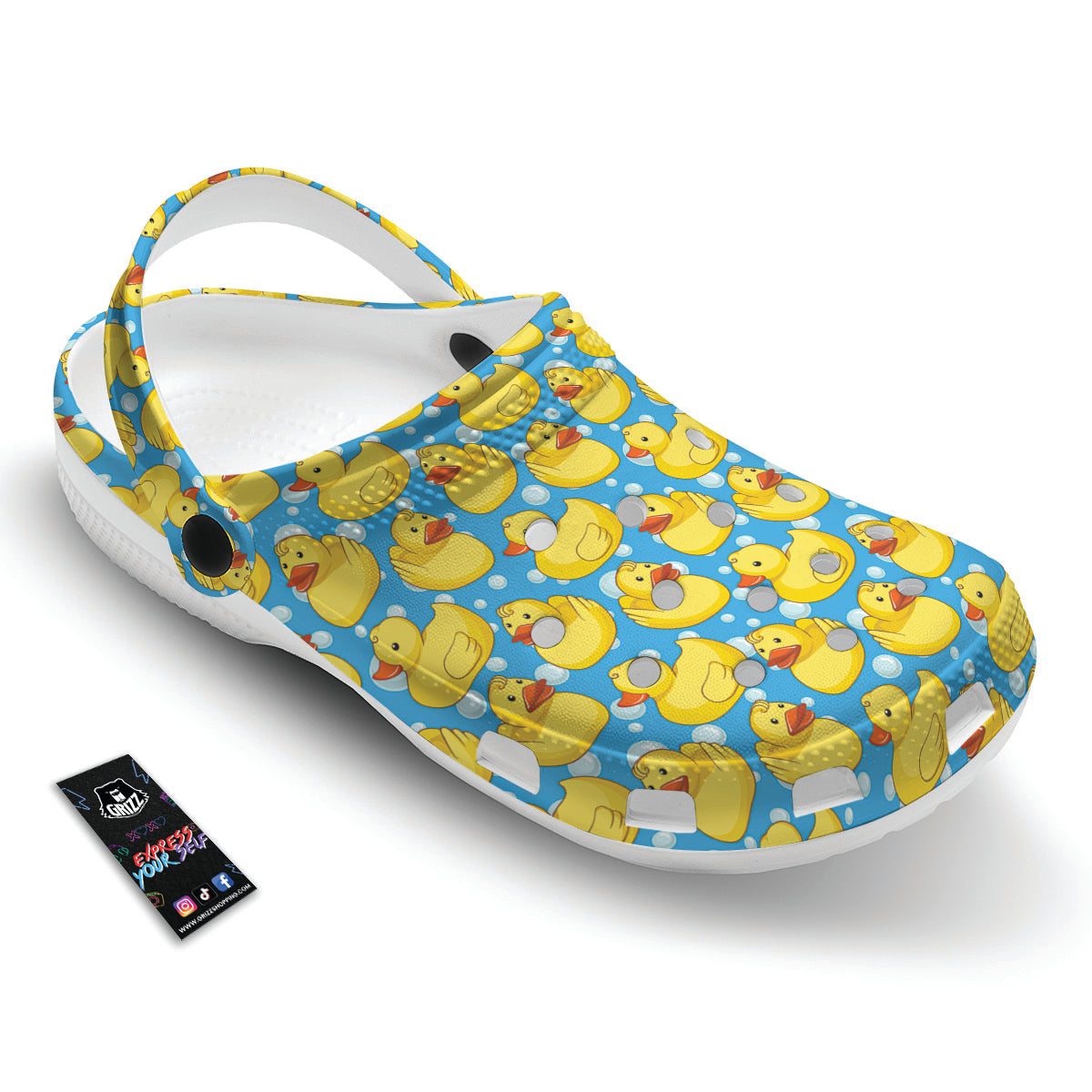 Rubber Duck In Water Print Pattern Clog-grizzshop