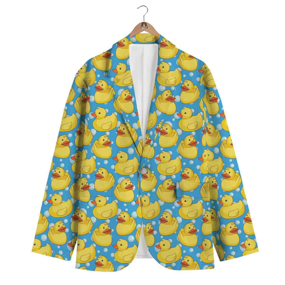 Rubber Duck In Water Print Pattern Men's Blazer-grizzshop