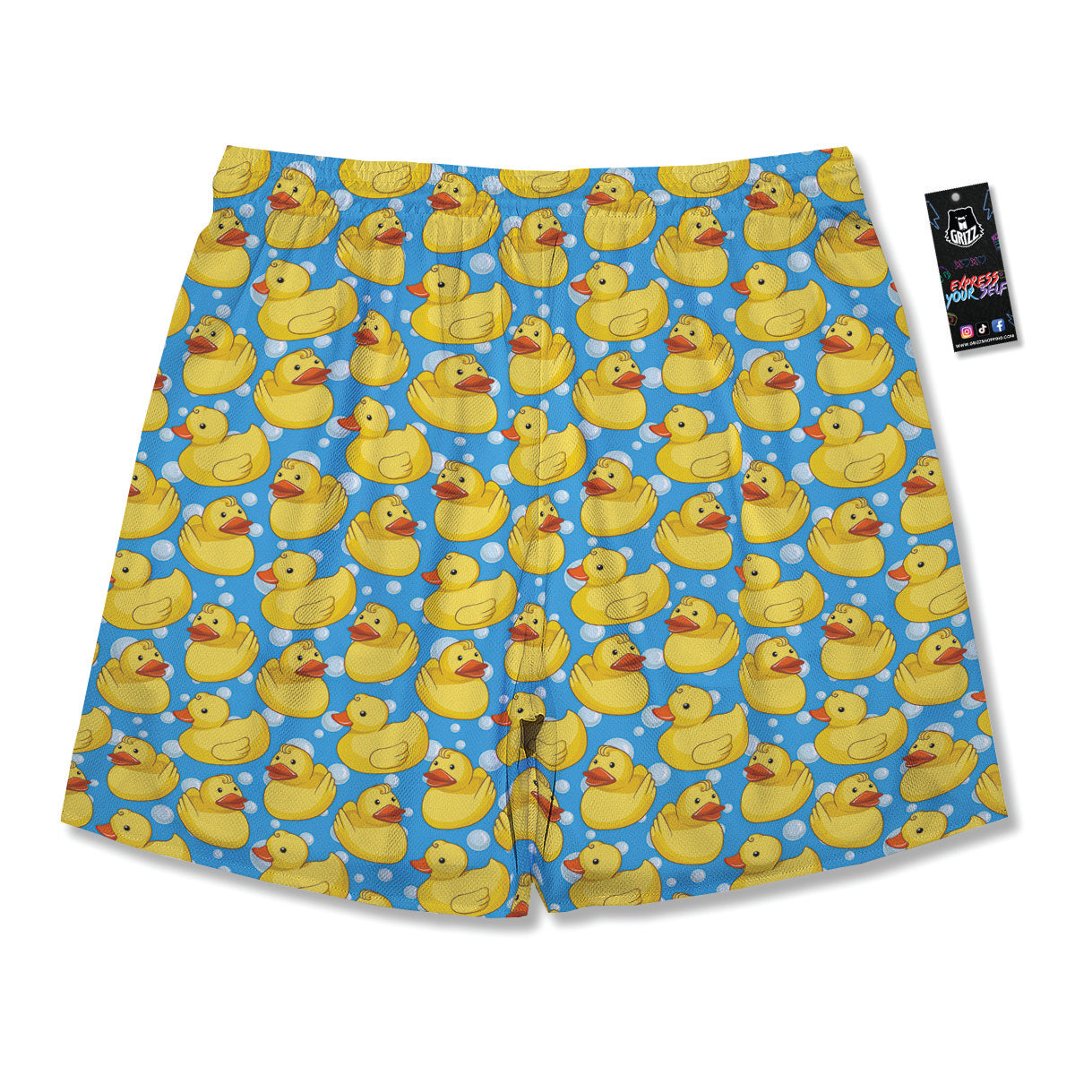 Rubber Duck In Water Print Pattern Men's Running Shorts-grizzshop