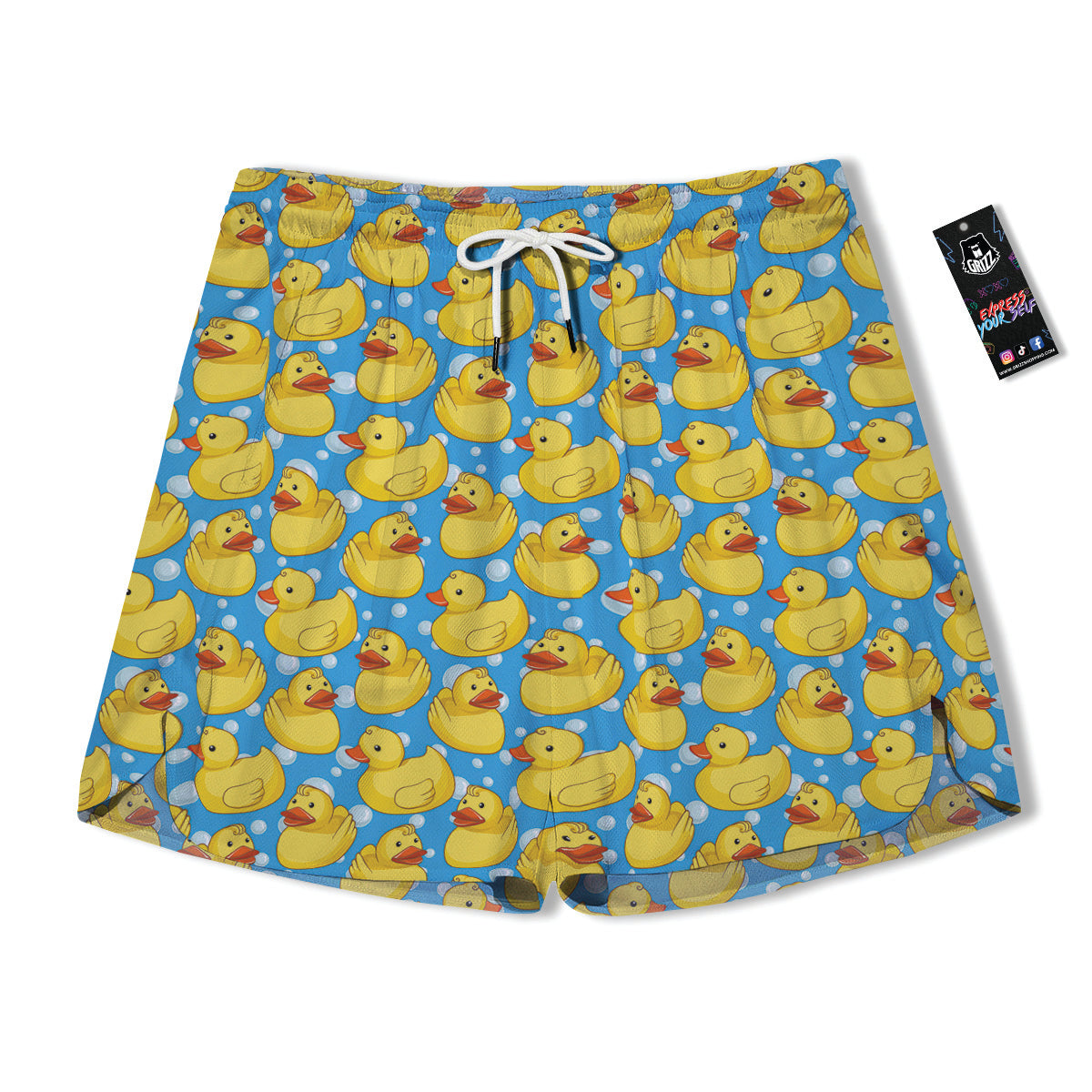 Rubber Duck In Water Print Pattern Men's Running Shorts-grizzshop
