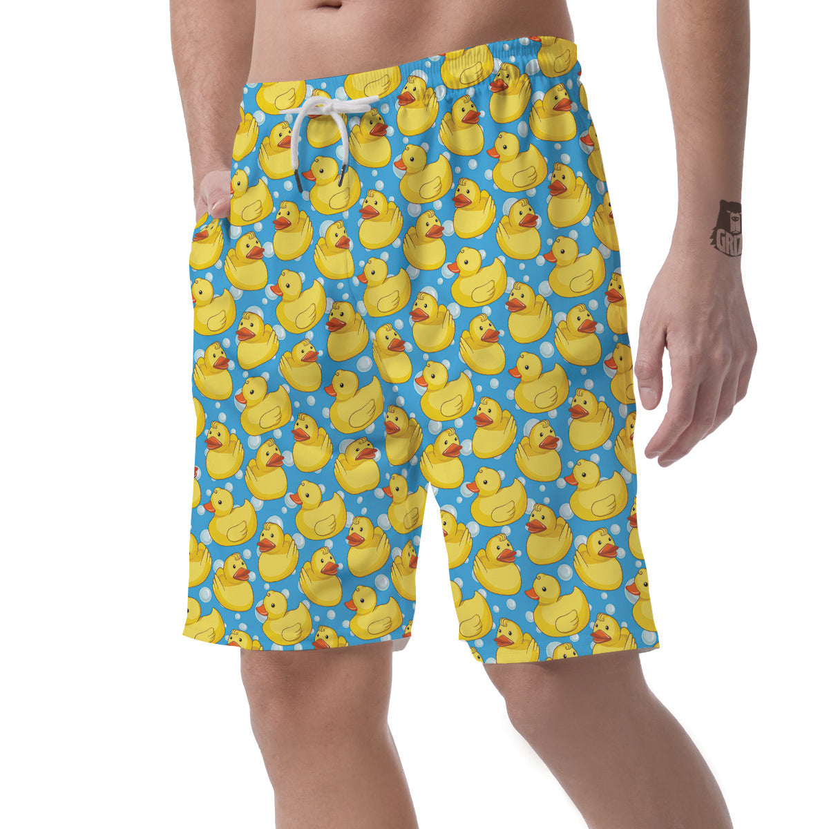 Rubber Duck In Water Print Pattern Men's Shorts-grizzshop