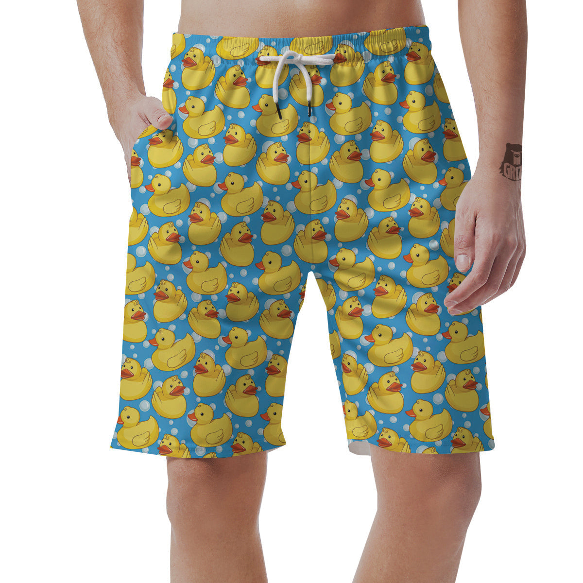 Rubber Duck In Water Print Pattern Men's Shorts-grizzshop
