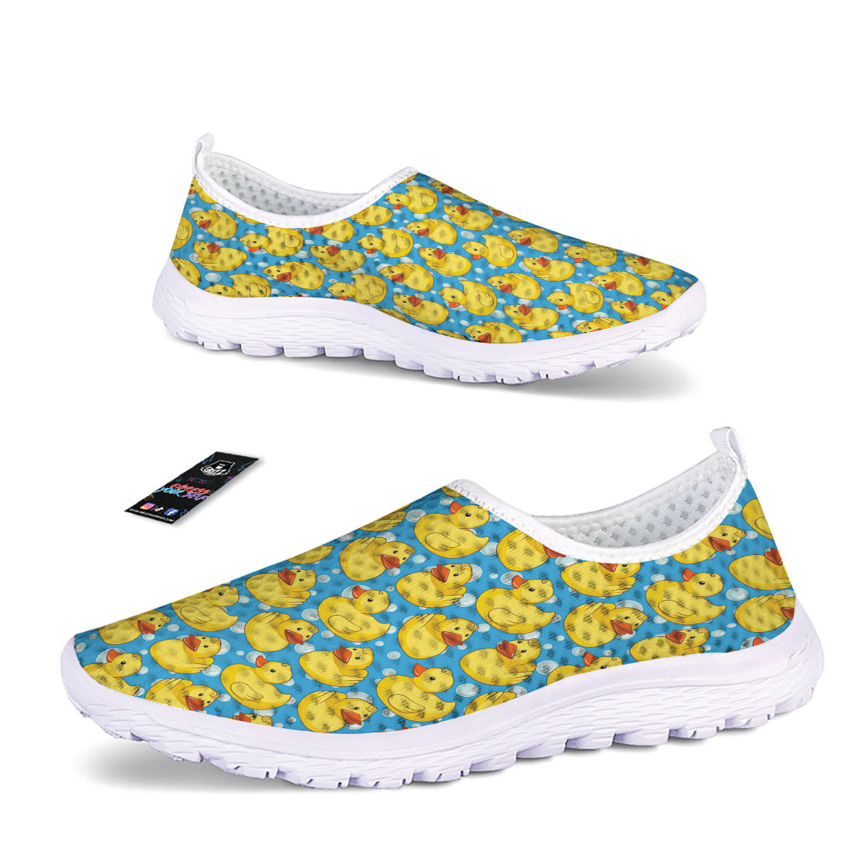 Rubber Duck In Water Print Pattern Nurse Shoes-grizzshop