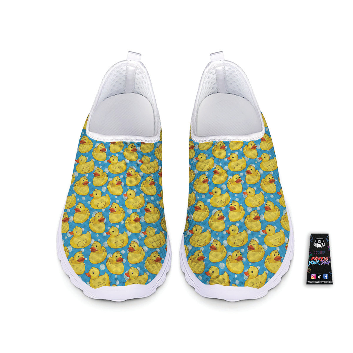 Rubber Duck In Water Print Pattern Nurse Shoes-grizzshop