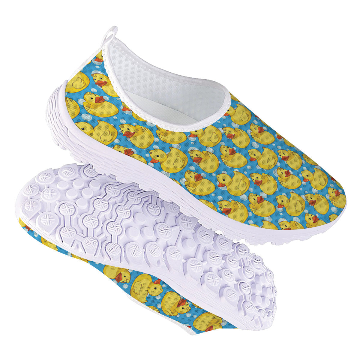 Rubber Duck In Water Print Pattern Nurse Shoes-grizzshop