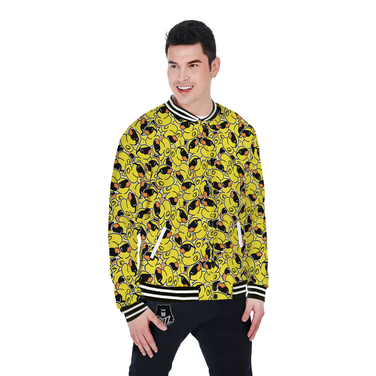 Rubber Duck Mafia Print Pattern Baseball Jacket-grizzshop