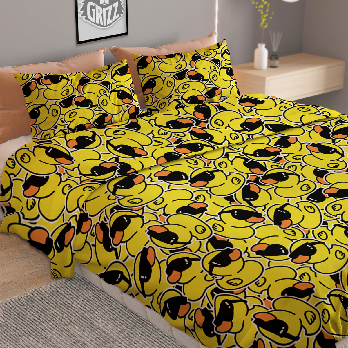 Rubber Duck Mafia Print Pattern Duvet Cover Bedding Set