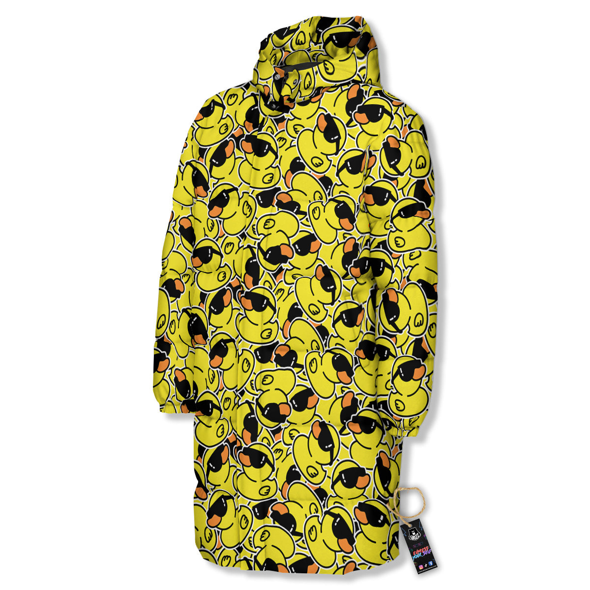 Rubber Duck Mafia Print Pattern Long Down Jacket-grizzshop