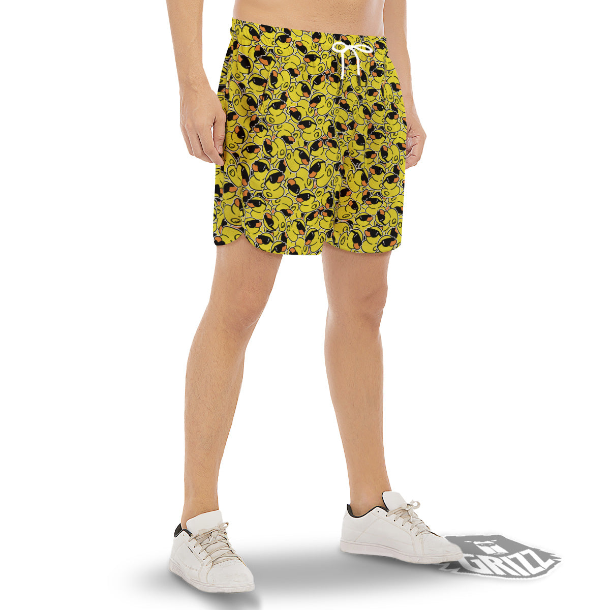 Rubber Duck Mafia Print Pattern Men's Gym Shorts-grizzshop