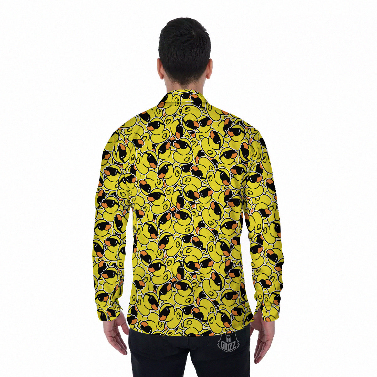 Rubber Duck Mafia Print Pattern Men's Long Sleeve Shirts-grizzshop