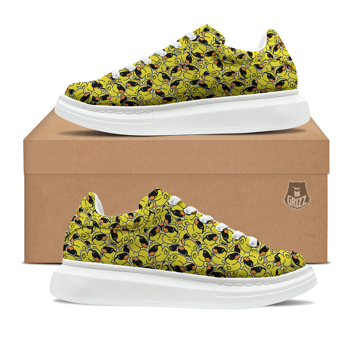 Rubber Duck Mafia Print Pattern Platform Shoes-grizzshop