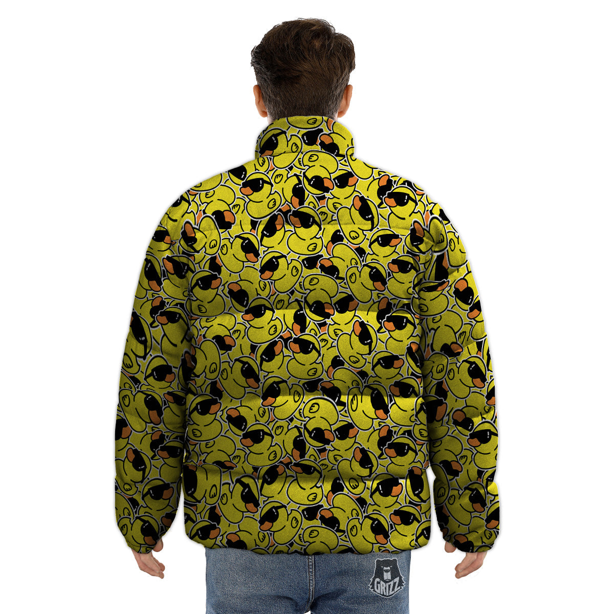 Rubber Duck Mafia Print Pattern Puffer Jacket-grizzshop