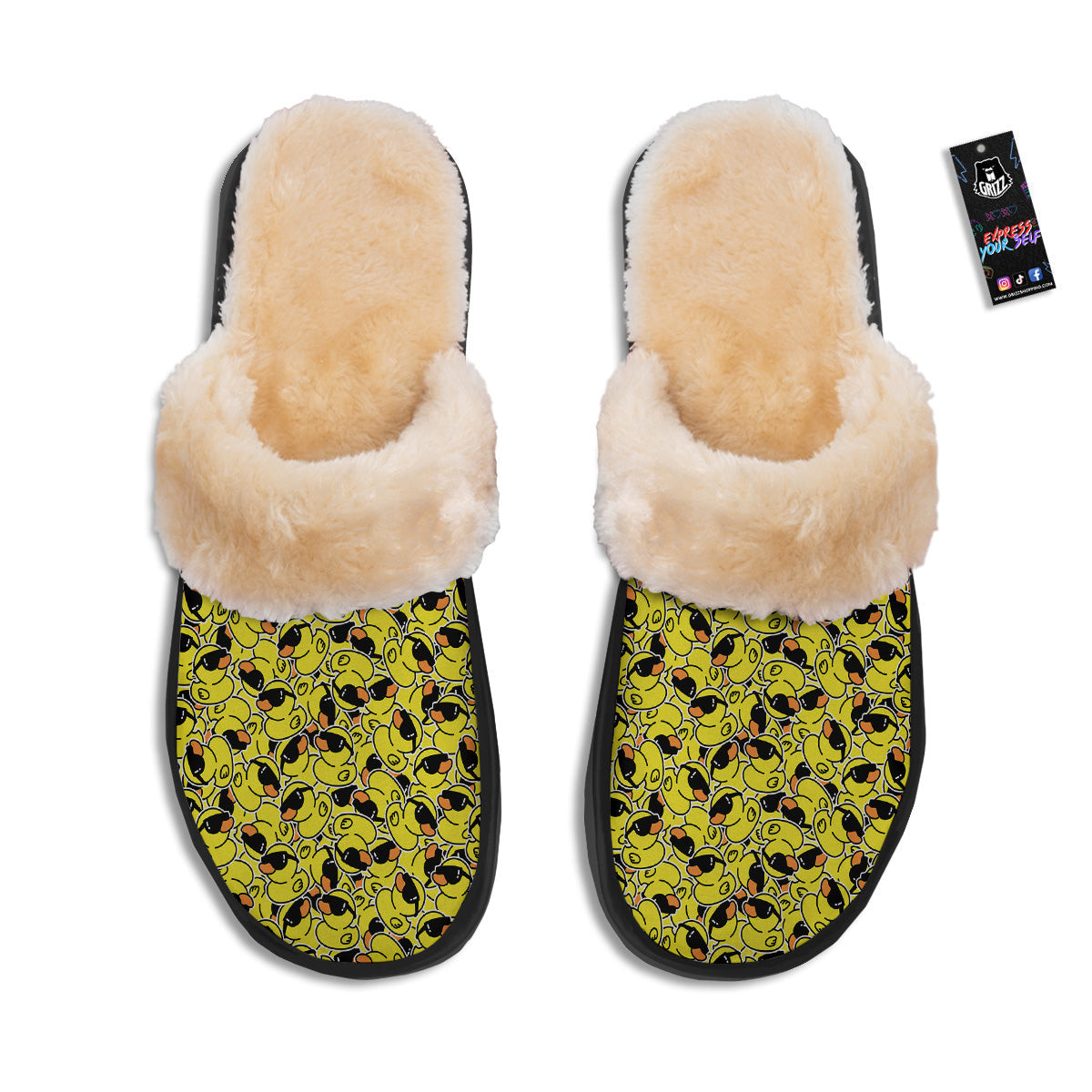 Rubber Duck Mafia Print Pattern Slippers-grizzshop