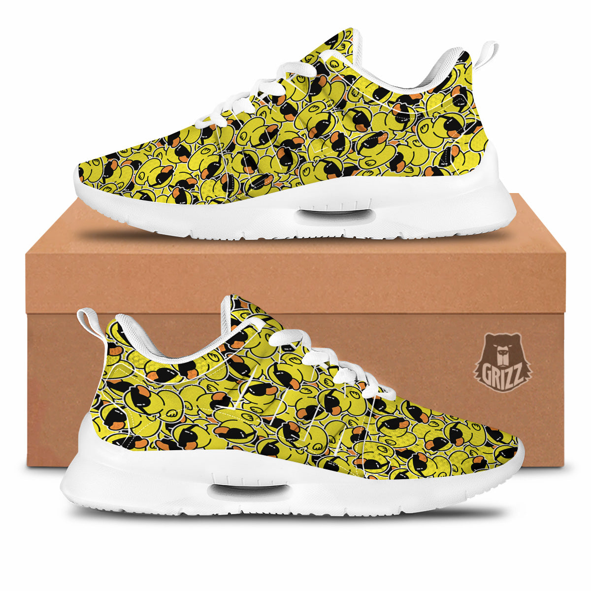 Rubber Duck Mafia Print Pattern Tennis Shoes-grizzshop