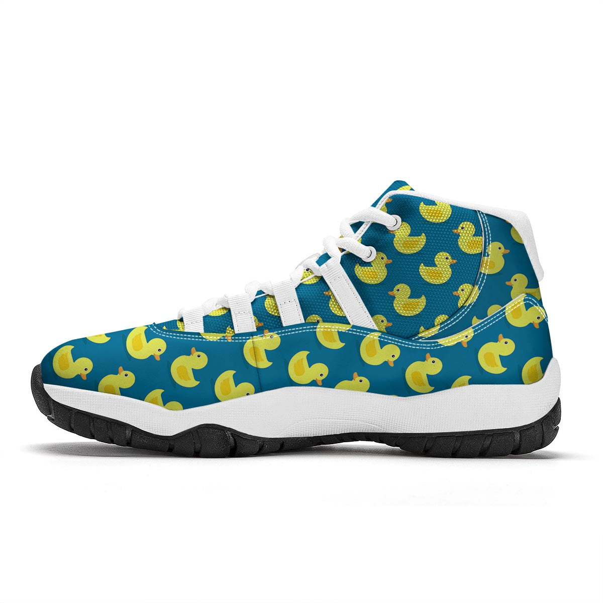 Rubber Duck Pattern Print White Bball Shoes-grizzshop