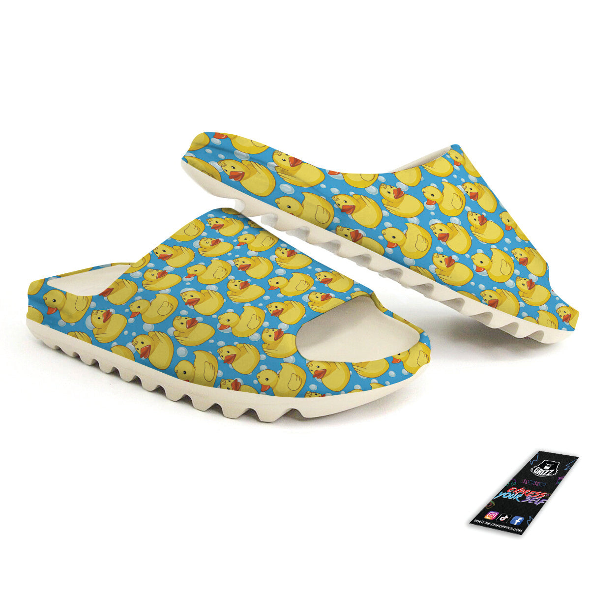 Rubber Duck In Water Print Pattern Sandals-grizzshop