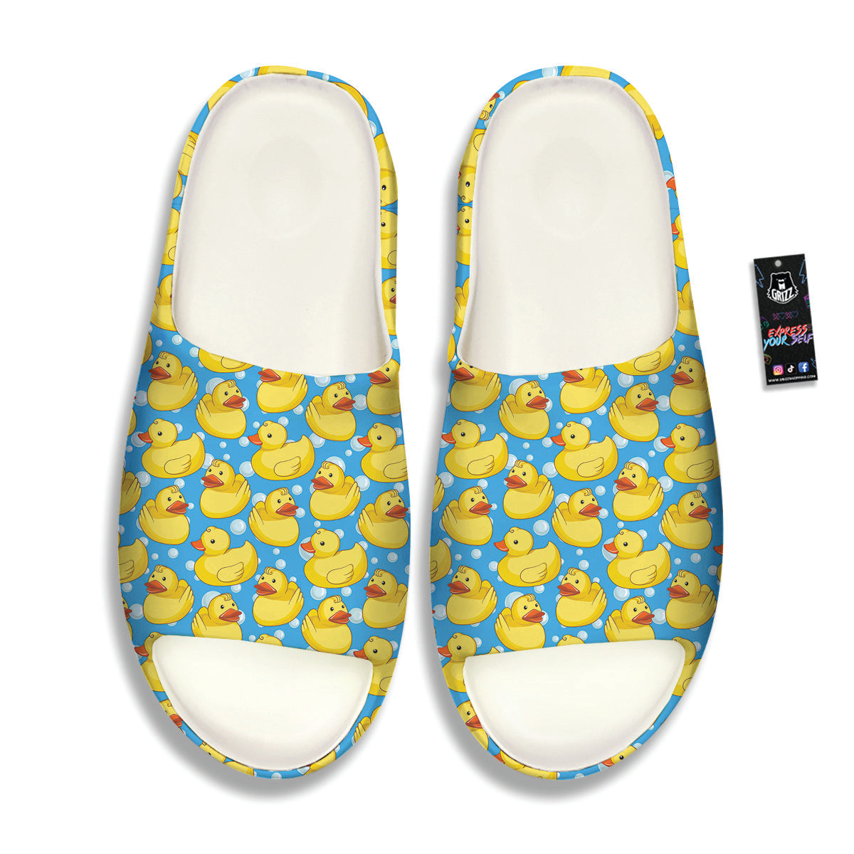 Rubber Duck In Water Print Pattern Sandals-grizzshop