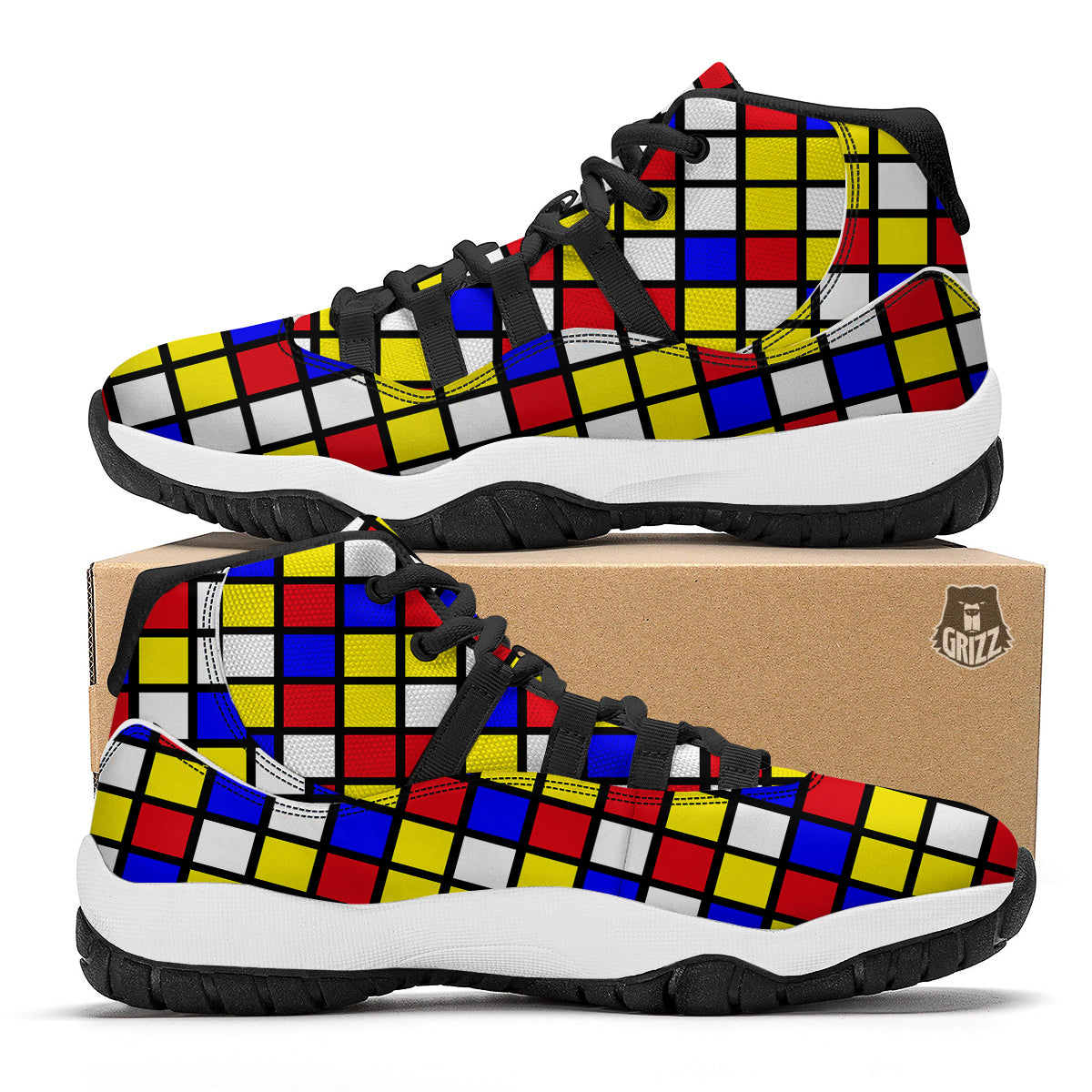 Rubik Table Print Pattern Black Bball Shoes-grizzshop