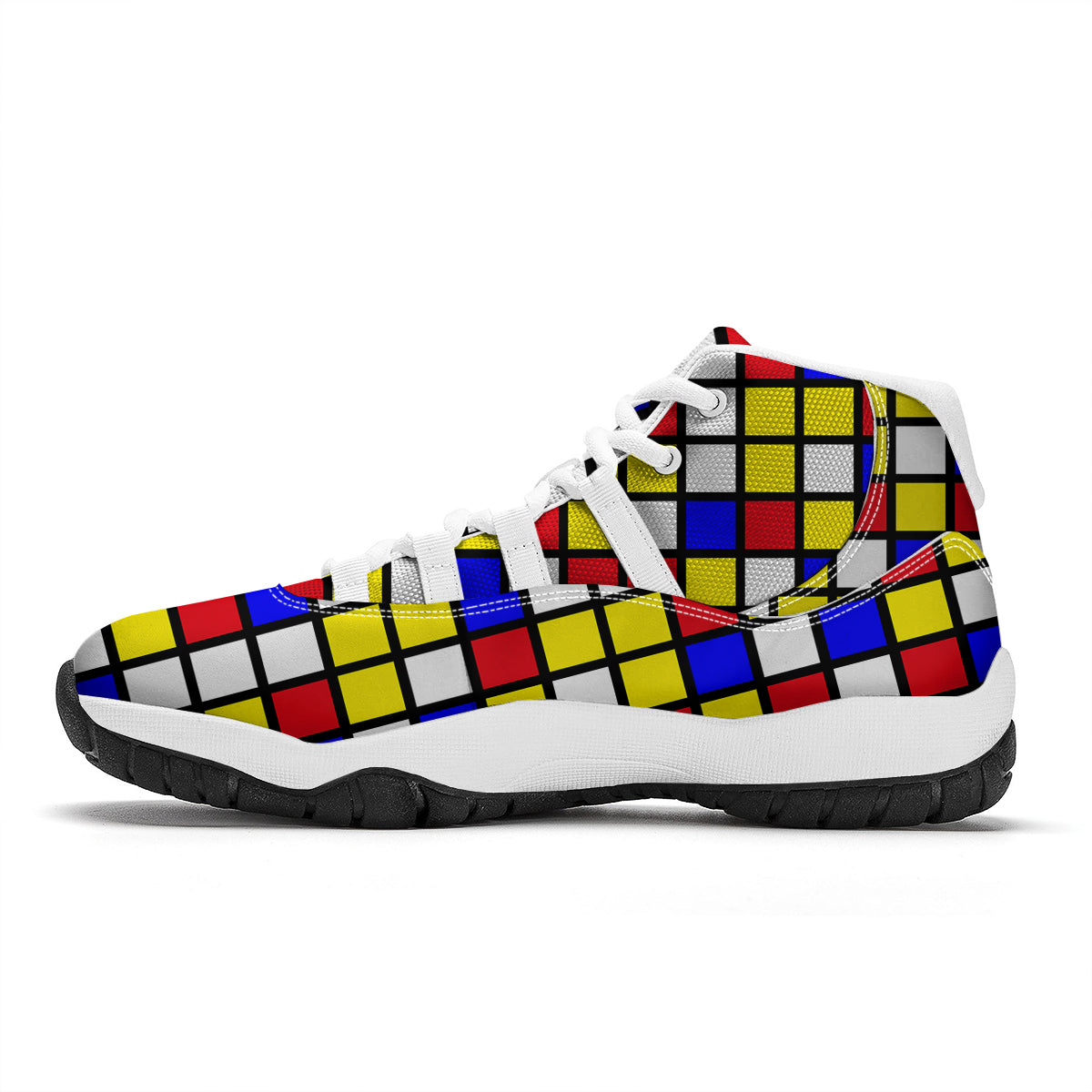 Rubik Table Print Pattern White Bball Shoes-grizzshop
