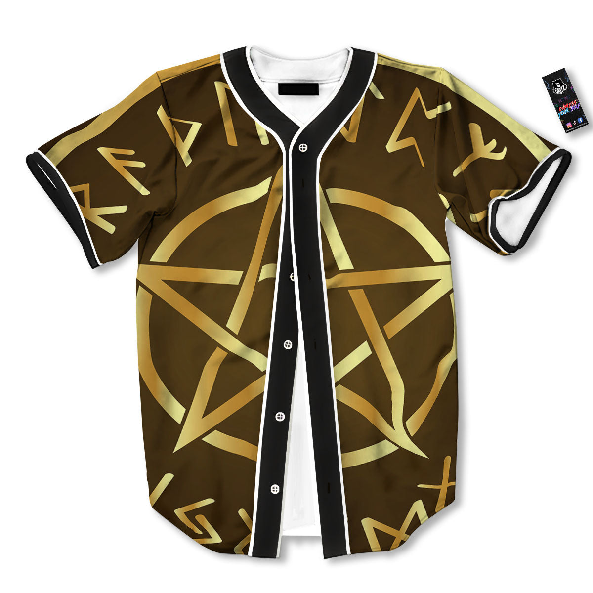 Runes Pentagram Viking Nordic Print Baseball Jersey-grizzshop