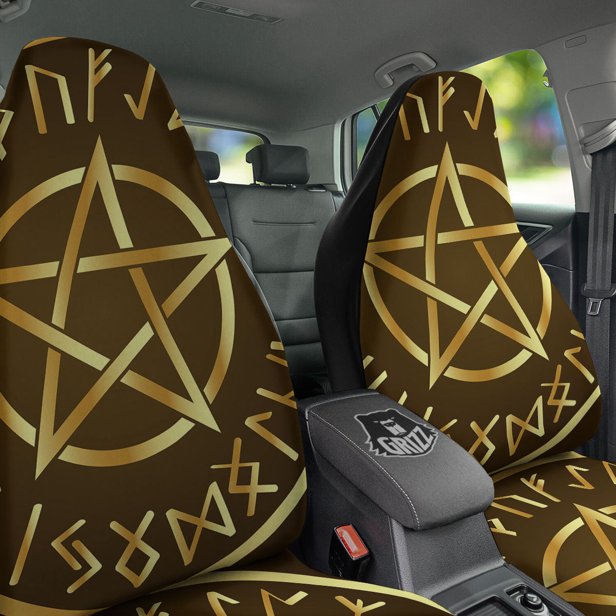 Runes Pentagram Viking Nordic Print Car Seat Covers-grizzshop