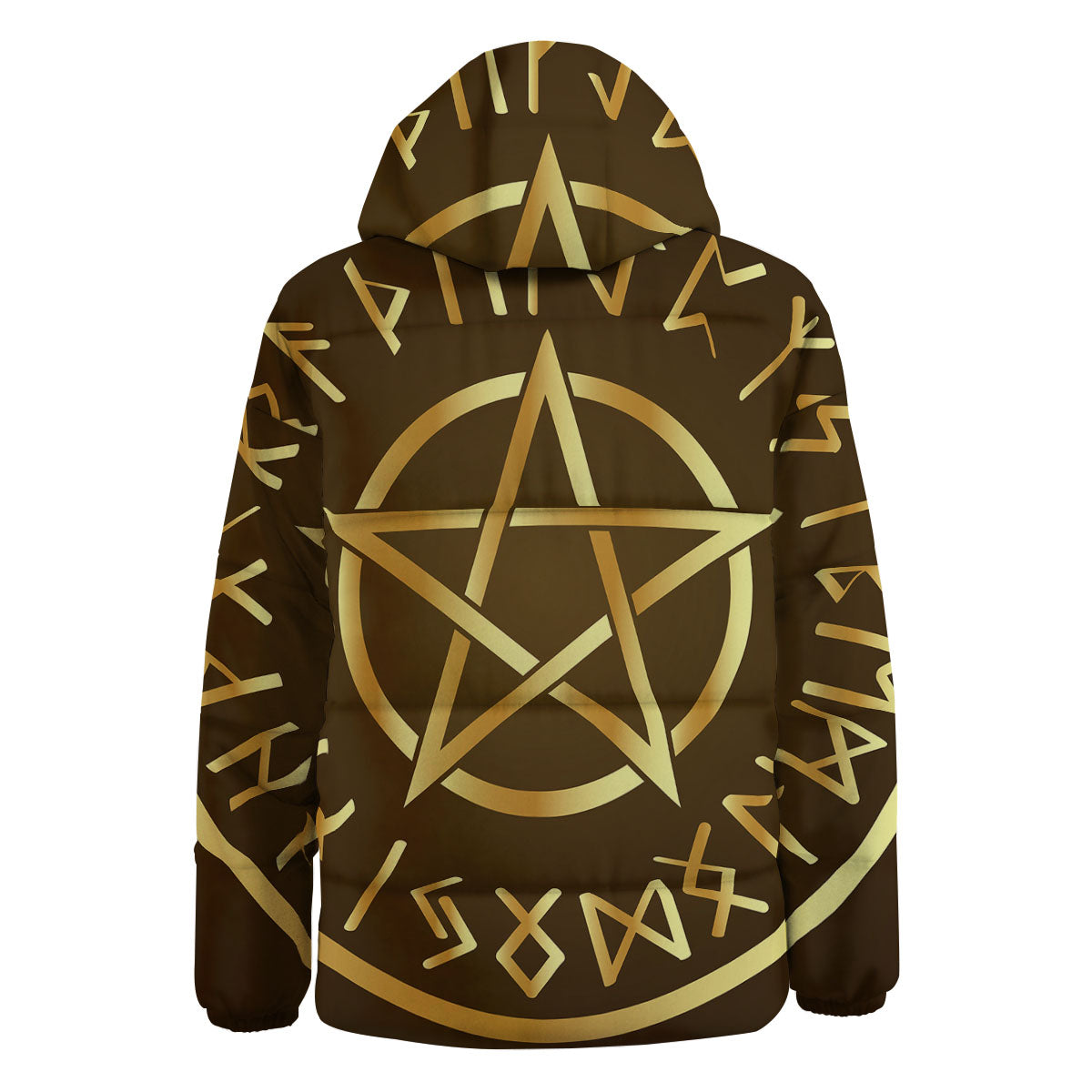 Runes Pentagram Viking Nordic Print Down Jacket-grizzshop