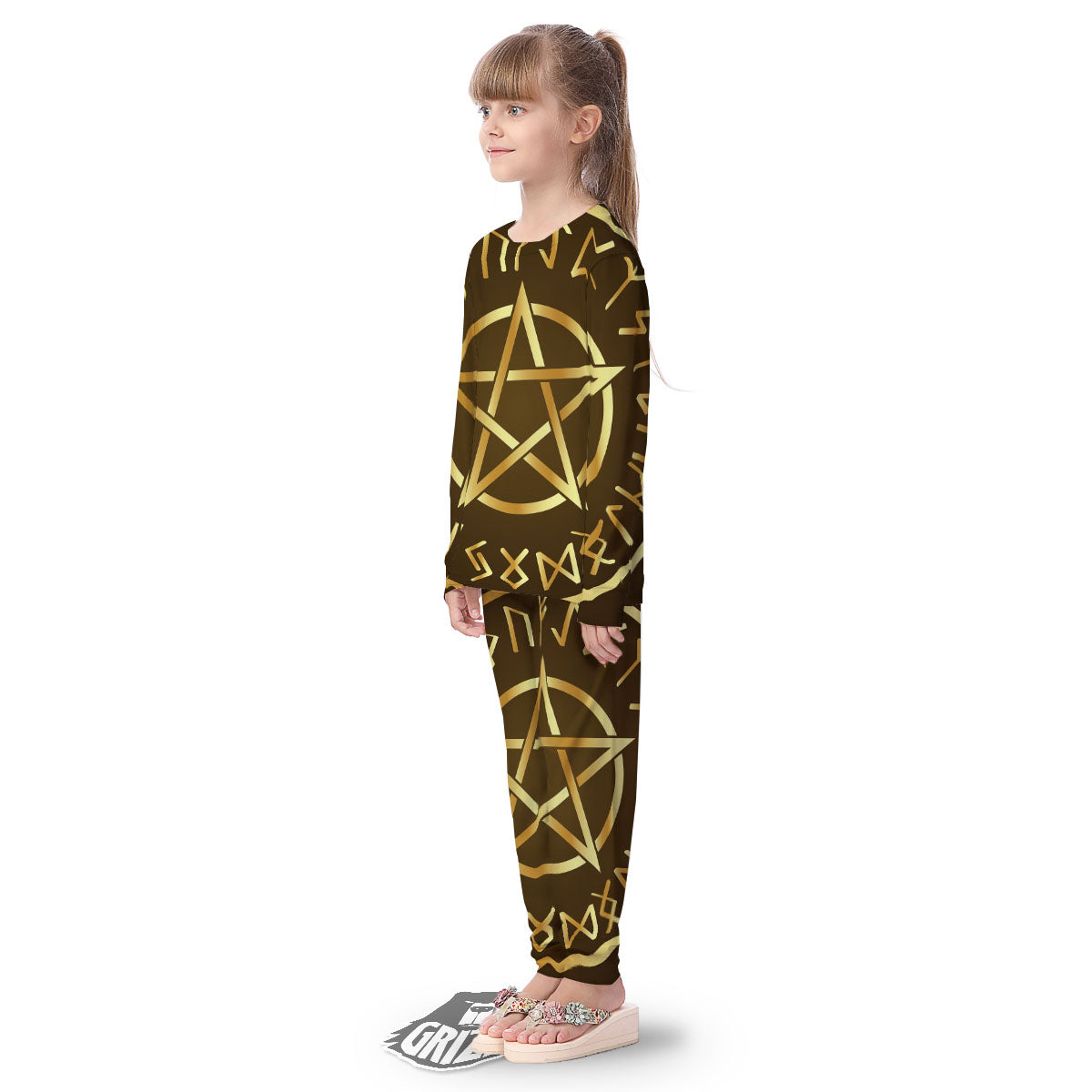Runes Pentagram Viking Nordic Print Kid's Pajamas-grizzshop