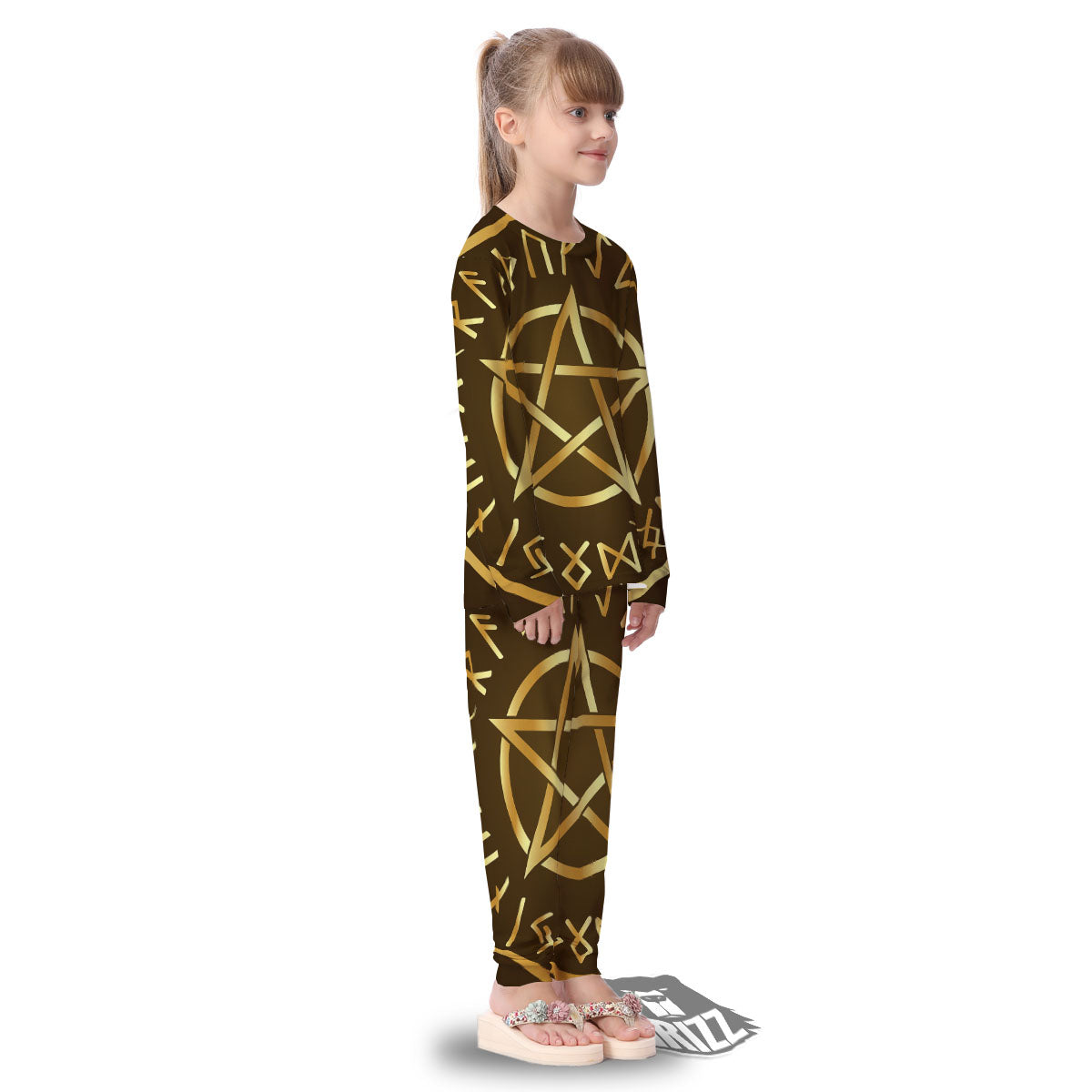Runes Pentagram Viking Nordic Print Kid's Pajamas-grizzshop