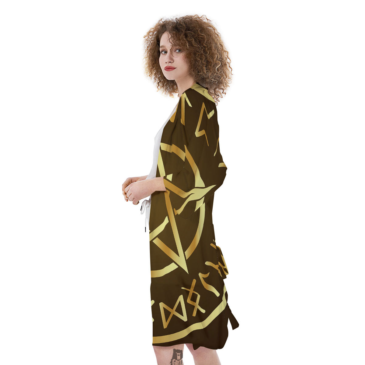 Runes Pentagram Viking Nordic Print Kimono-grizzshop