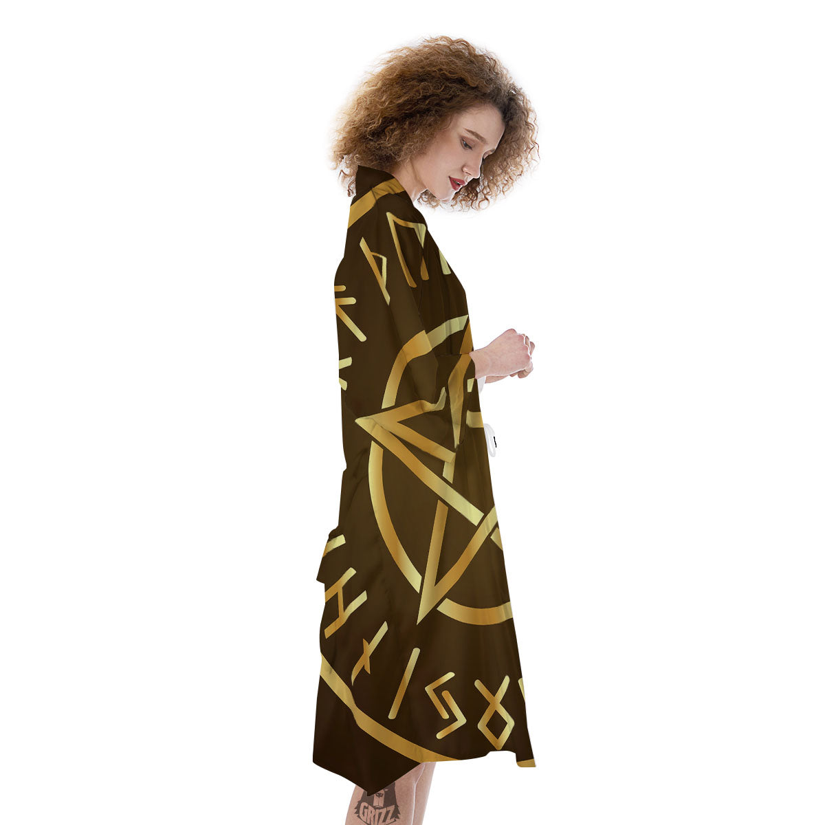 Runes Pentagram Viking Nordic Print Kimono-grizzshop