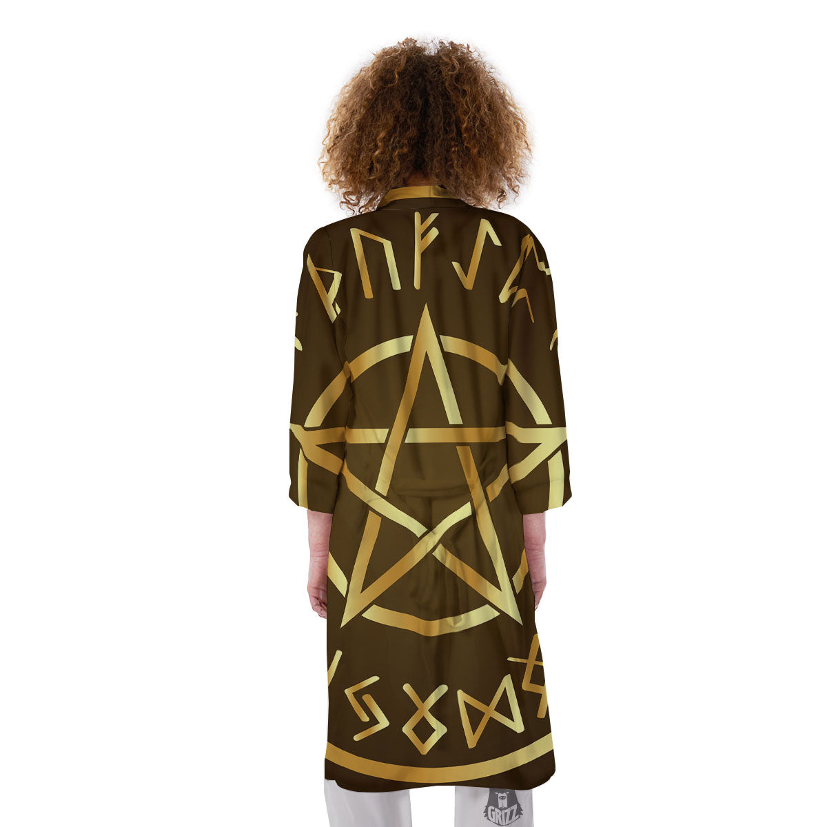 Runes Pentagram Viking Nordic Print Kimono-grizzshop