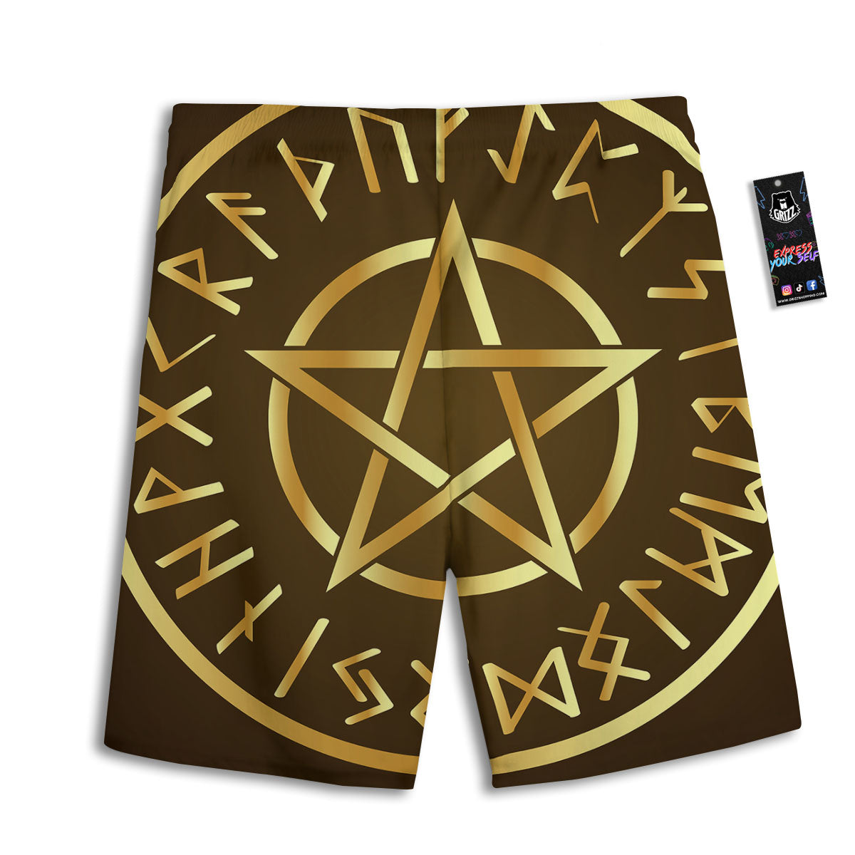 Runes Pentagram Viking Nordic Print Men's Athletic Shorts
