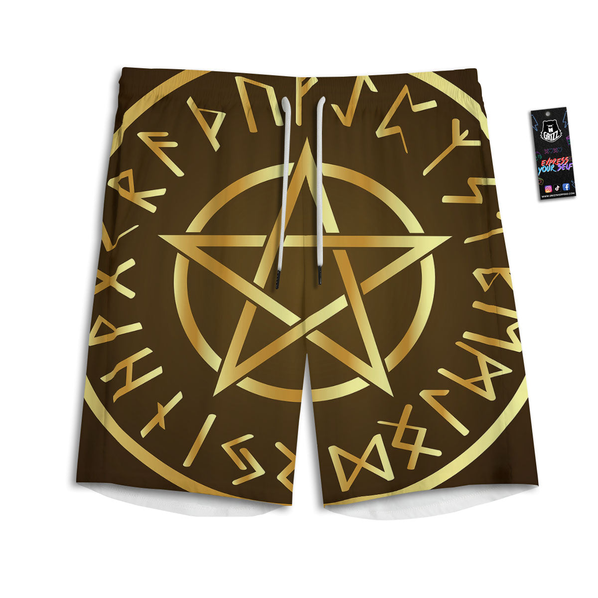 Runes Pentagram Viking Nordic Print Men's Athletic Shorts