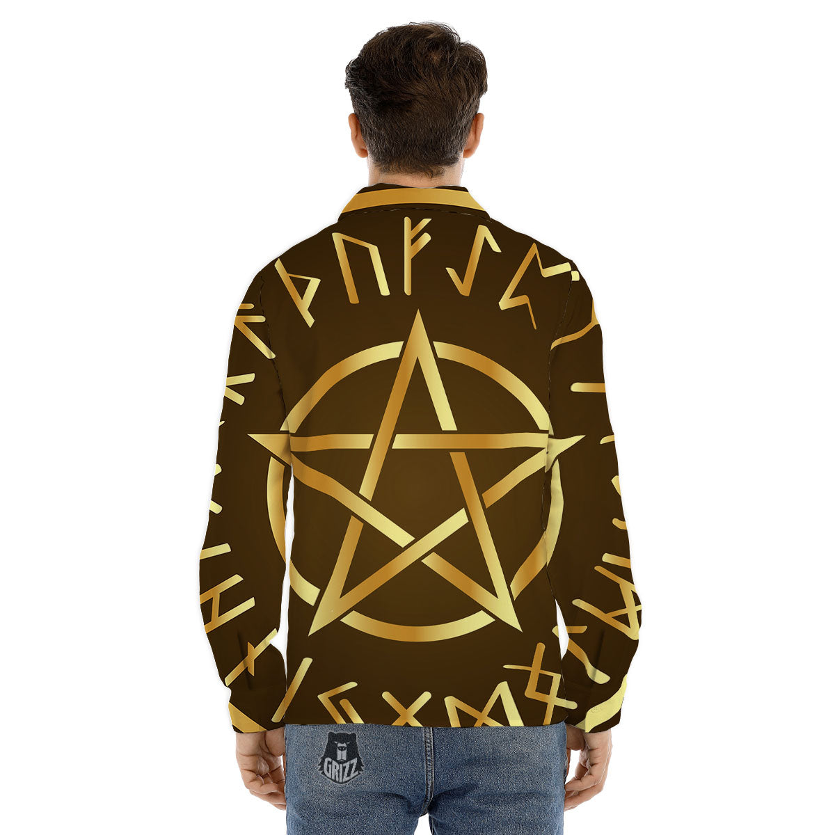 Runes Pentagram Viking Nordic Print Men's Dress Shirts-grizzshop