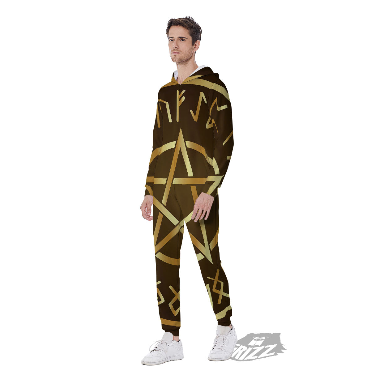 Runes Pentagram Viking Nordic Print Men's Jumpsuit-grizzshop