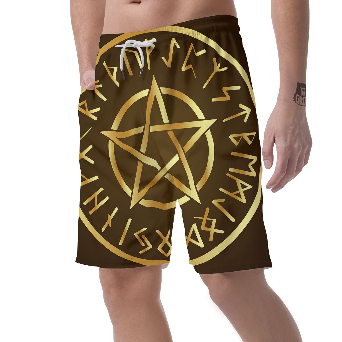 Runes Pentagram Viking Nordic Print Men's Shorts-grizzshop