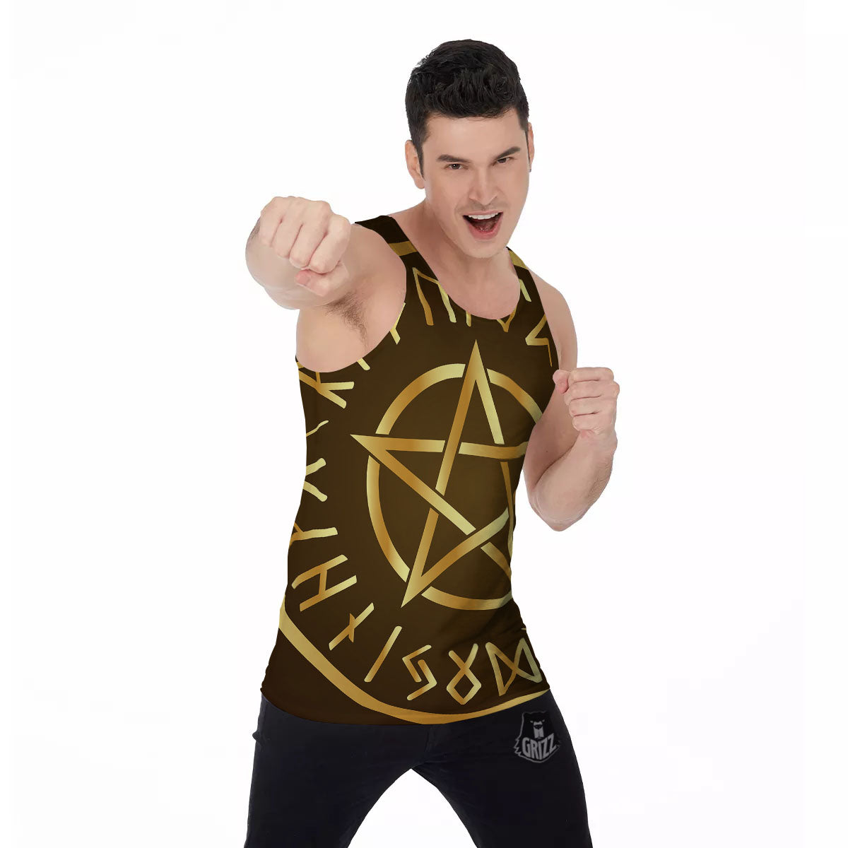 Runes Pentagram Viking Nordic Print Men's Tank Top-grizzshop