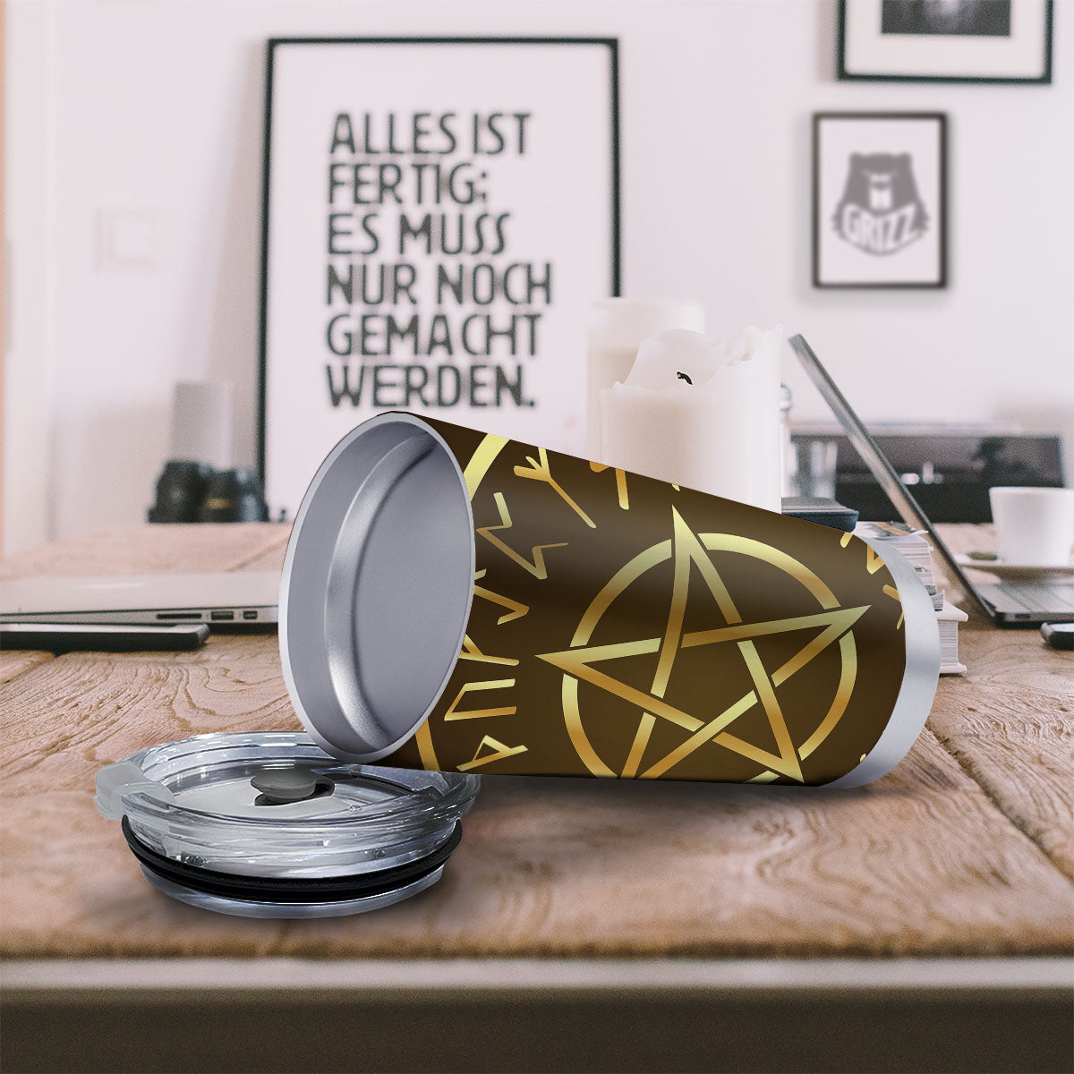 Runes Pentagram Viking Nordic Print Tumbler-grizzshop
